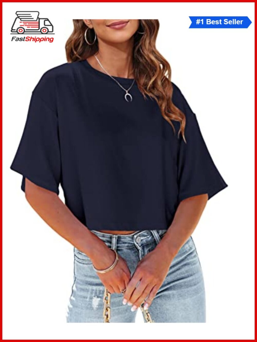 ✨ Tankaneo Womens Summer Crop Top Half Sleeve Casual Cropped T-Shirt